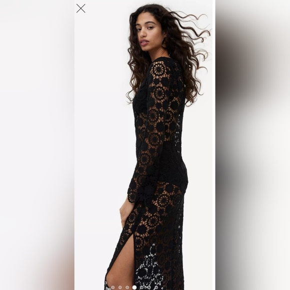 NWT-Holiday LACE H&M Bodycon Crochet Maxi Party Dress Sexy Sheer - Picture 7 of 10